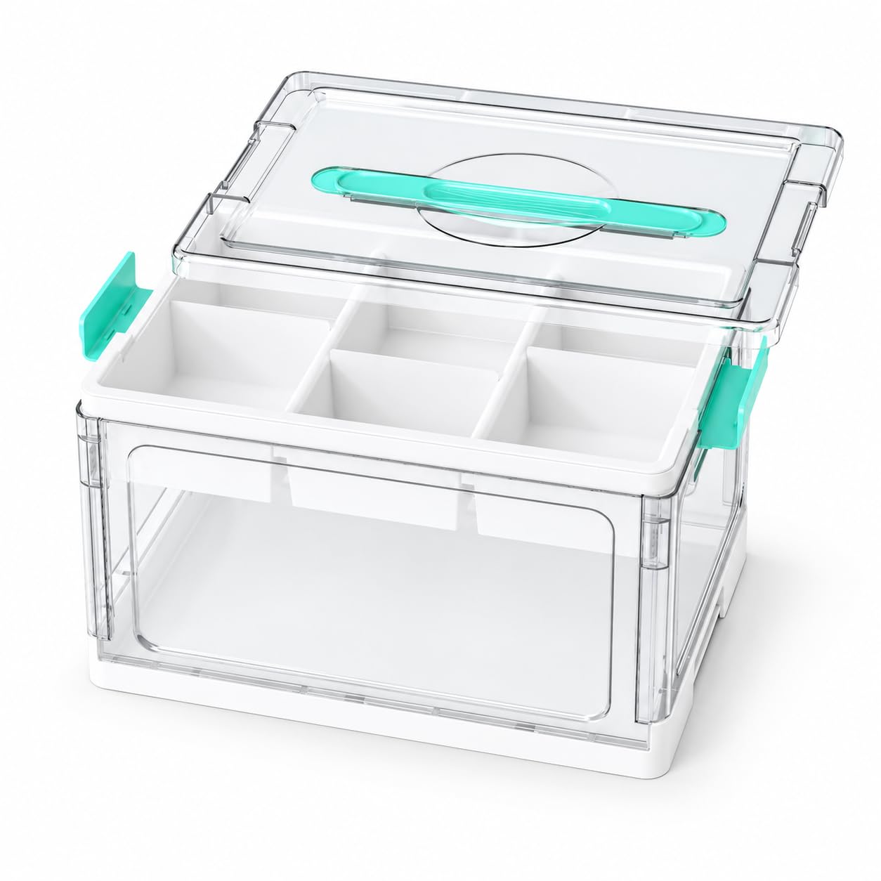 Organizador de suministros de arte, caja de almacenamiento transparente de