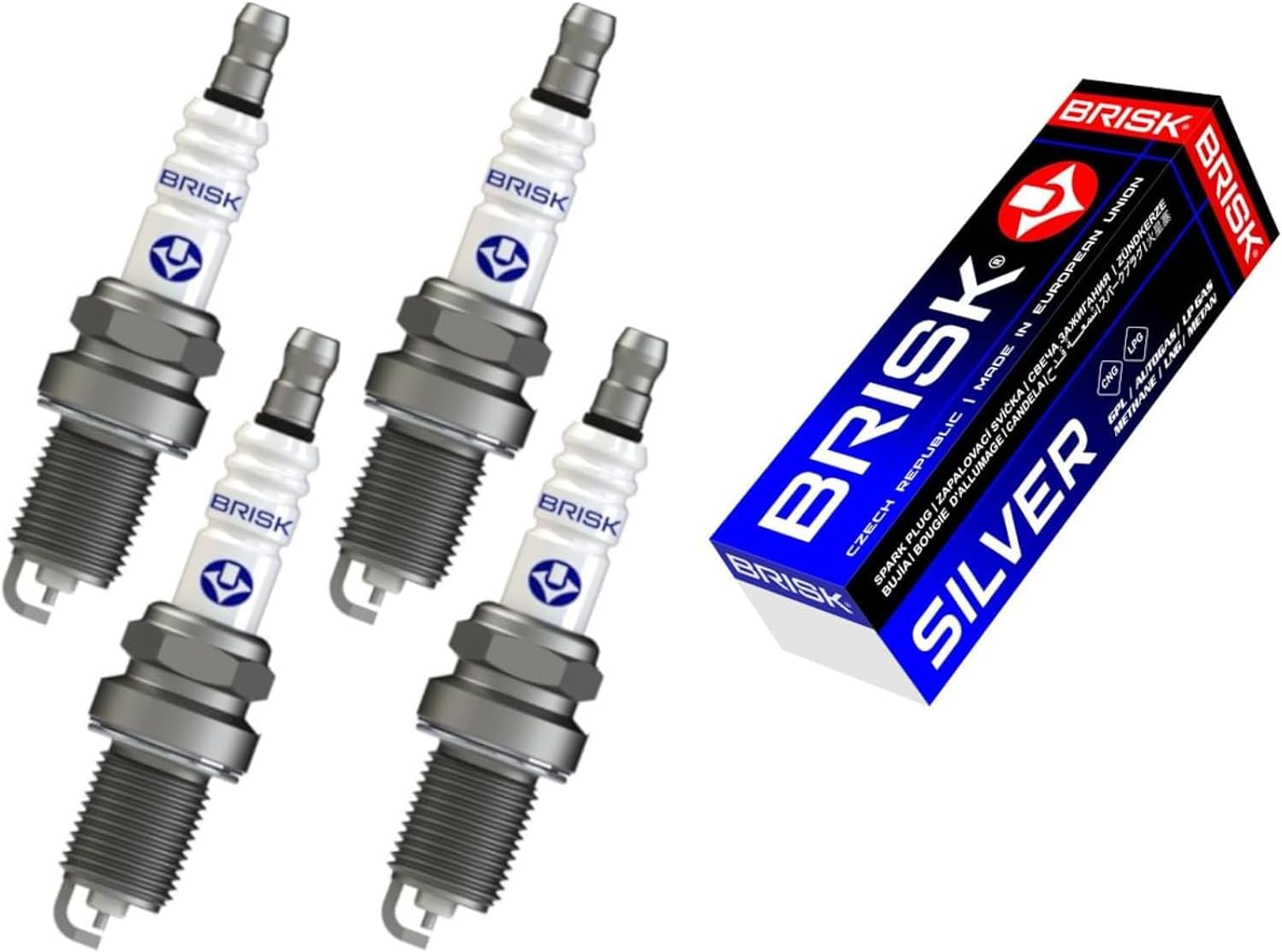 Brisk – Silver DR15YS-9 1462 Spark Plugs Benzin LPG CNG Autogas, 4 Pieces