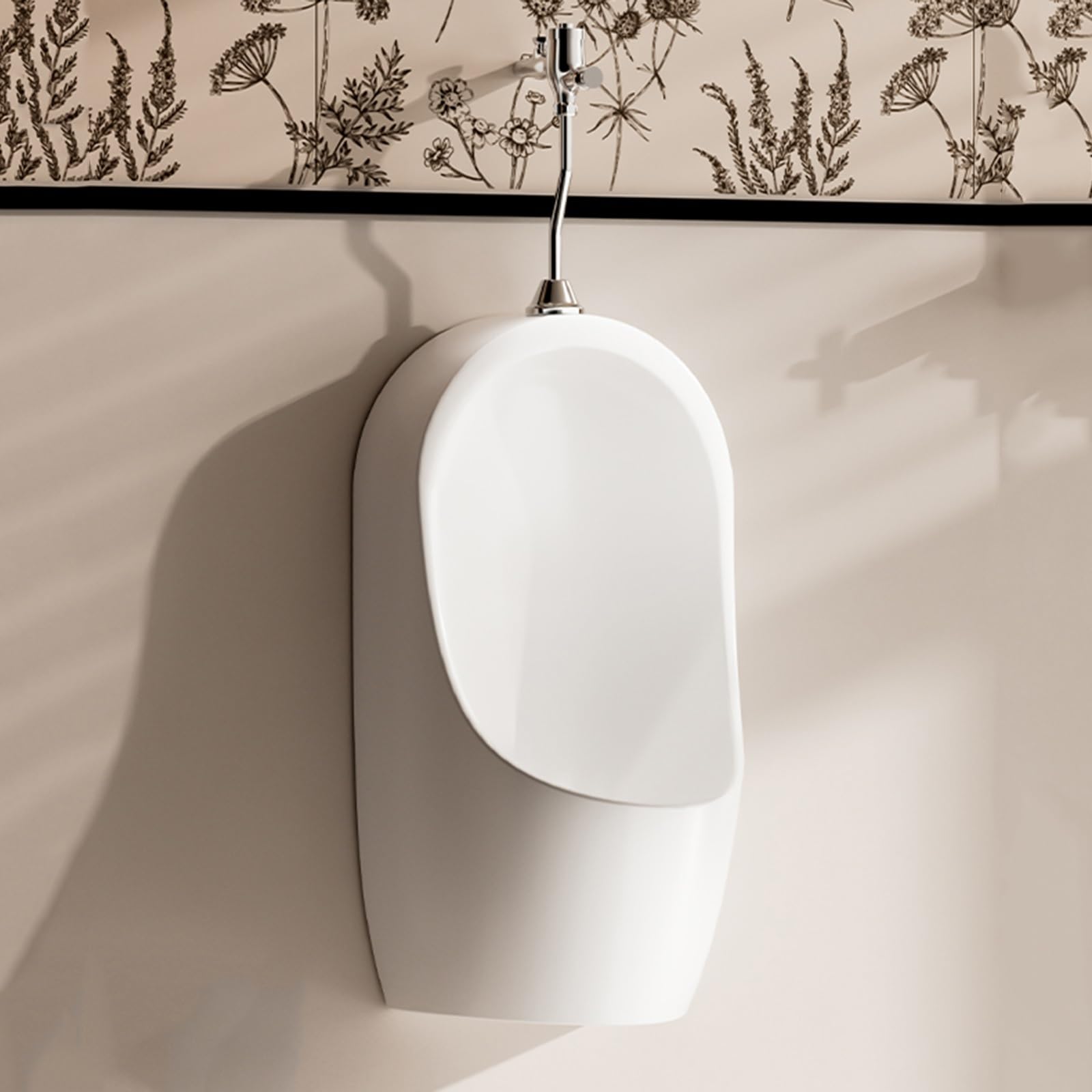 FHRKA Urinals for Men Spill Proof, Wall Mounted Ceramic Urinals with Flush Valve, High-Efficiency Urinals for Home, Hotel, Bar, Airport (White)