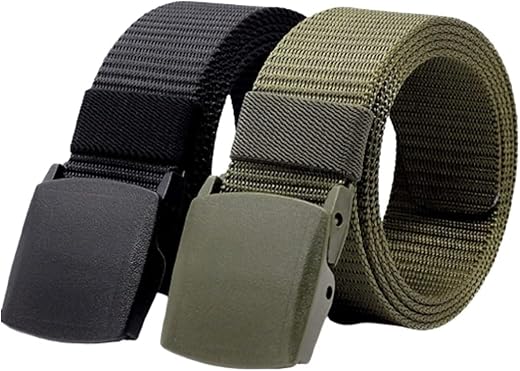 JETTREAM Nylon Belt, nylon fabric belt, unisex nylon belt, Hole free plastic flap buckle Canvas Waist Belt (pack of 2)