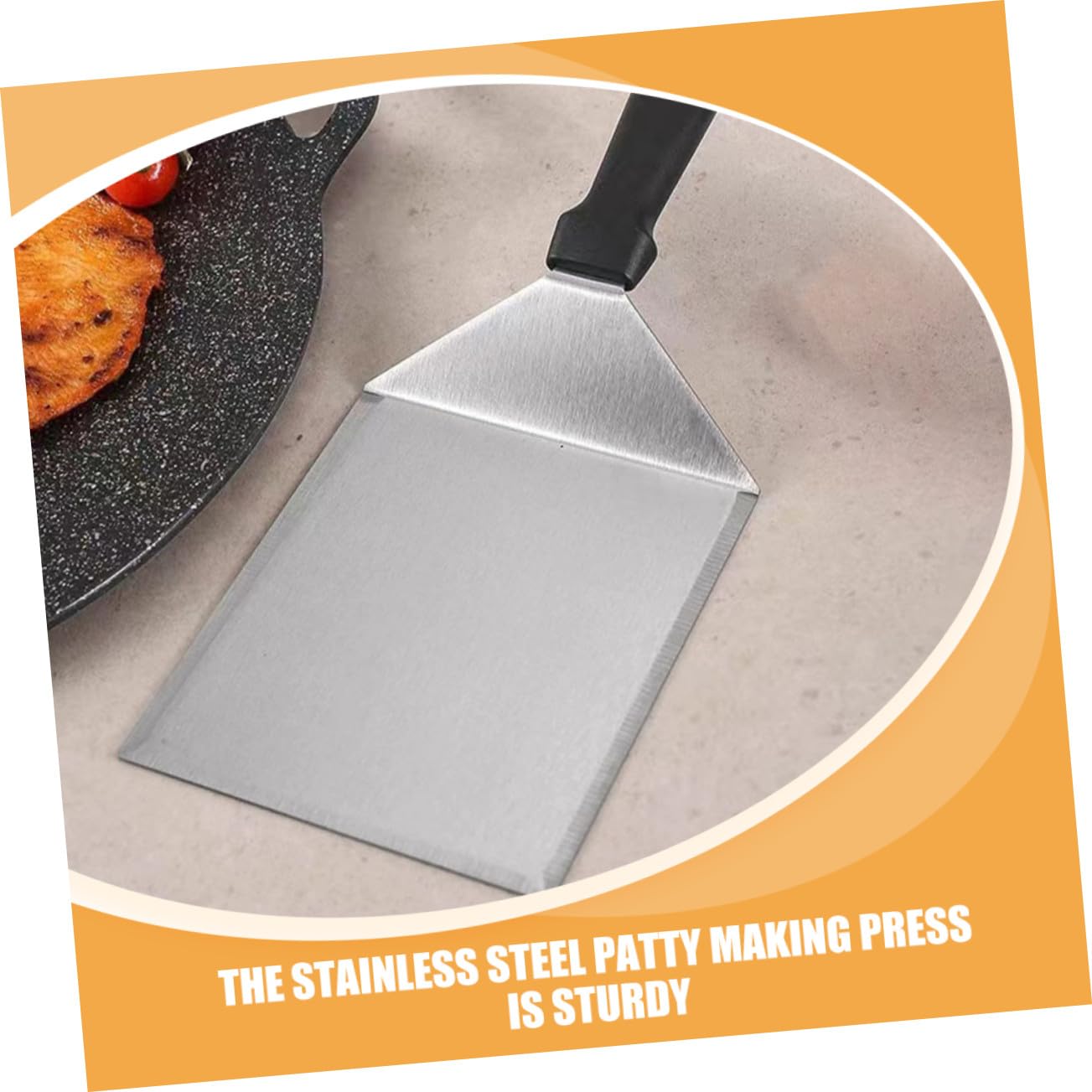 Set Utensili Barbecue in Acciaio Inox con Pressa per Carne | Impugnatura in Pp, Robusto e Non Facile da Deformare, per Cucina e Preparazione Burger