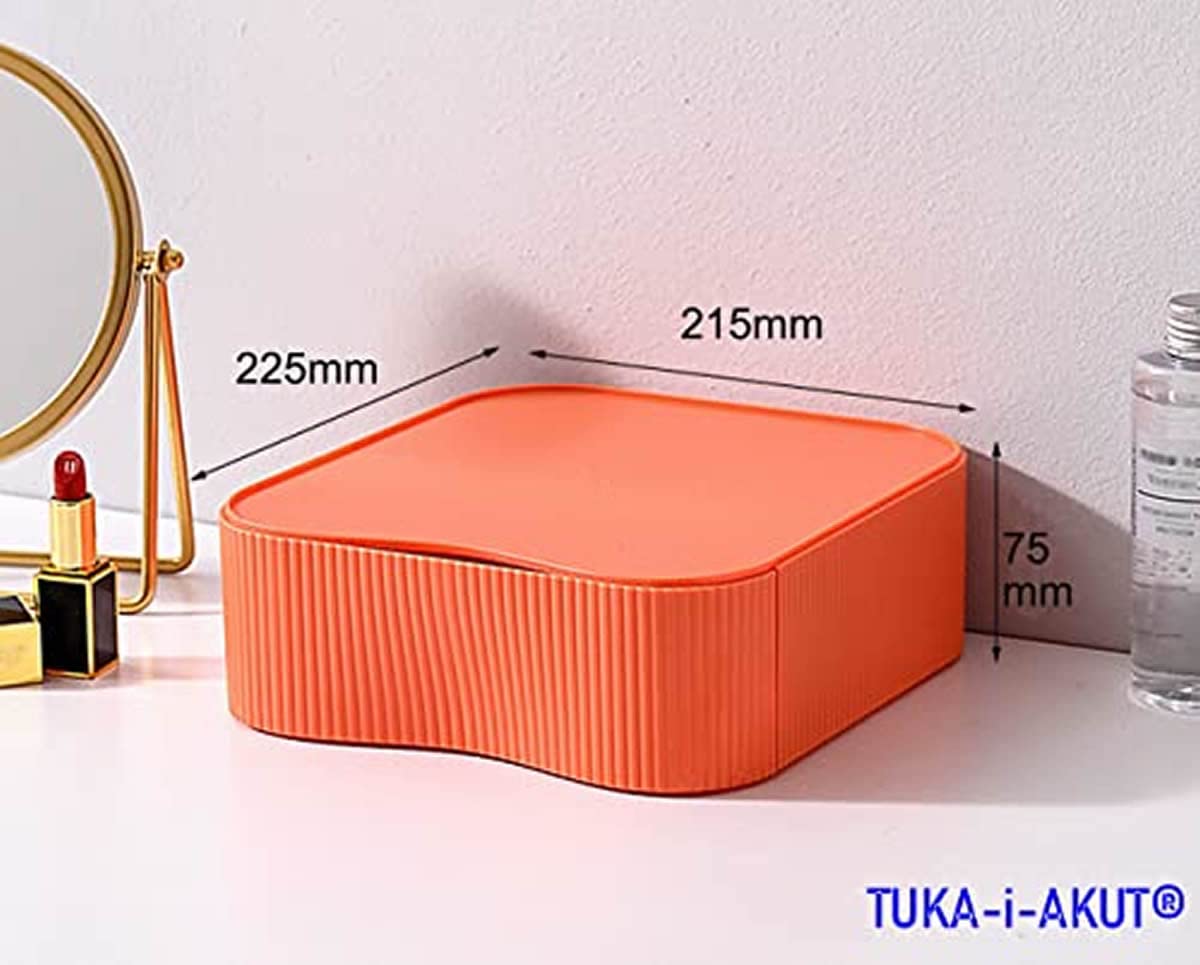 TUKA-i-AKUT [3x Stapelbar Desktop Organizer Schubladenbox Frei Kombinierbar, Schreibtisch Storage Utensilienbox, Make-up Kosmetik Schmuck Aufbewahrungsschubladen, je 23x22x8cm TKD8610-3X Orange