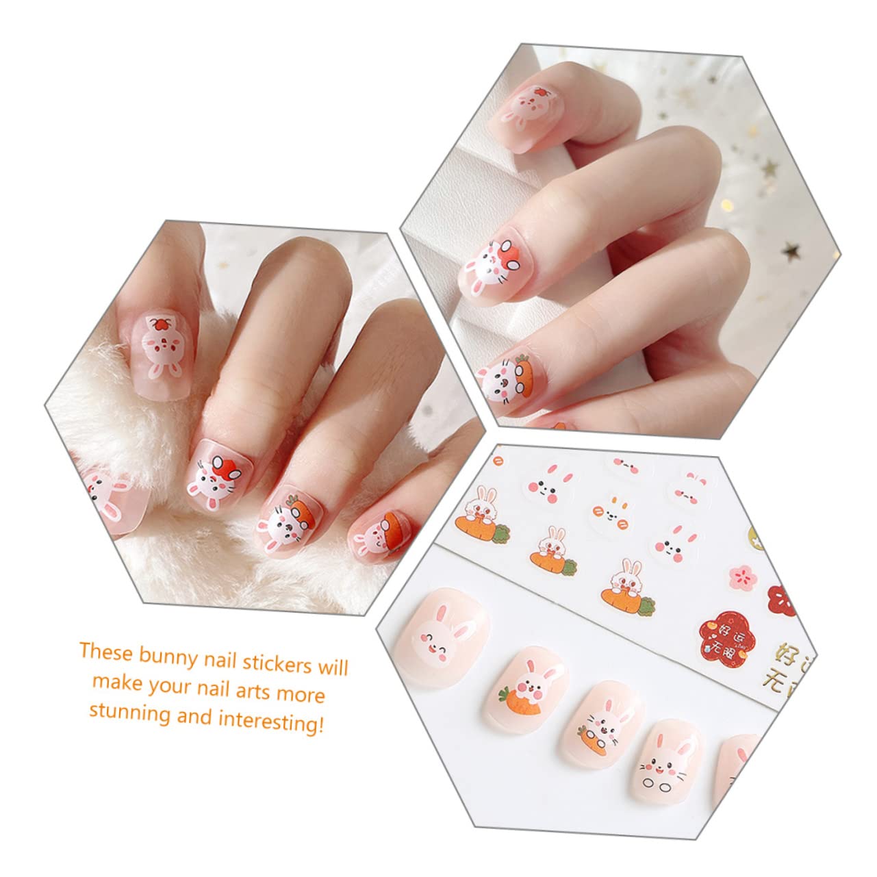 Healeved 30fogli Adesivi Per Unghie Tema Coniglio Decorazioni Per Nail Art Impermeabili e Facili Da Applicare Per Unghie e Creatività Personale