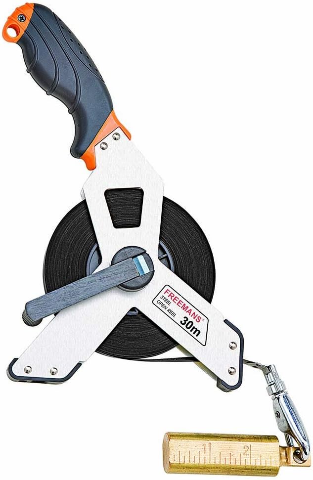 30m:13mm Carbon Steel Open Reel Dip Measuring Tape-30m/100ft With Soft Grip Bi-Material Handle | Durable Zinc Winding | Y-Type Case | Plumb Bob For Depth Measurement of Oil/Water Tankers