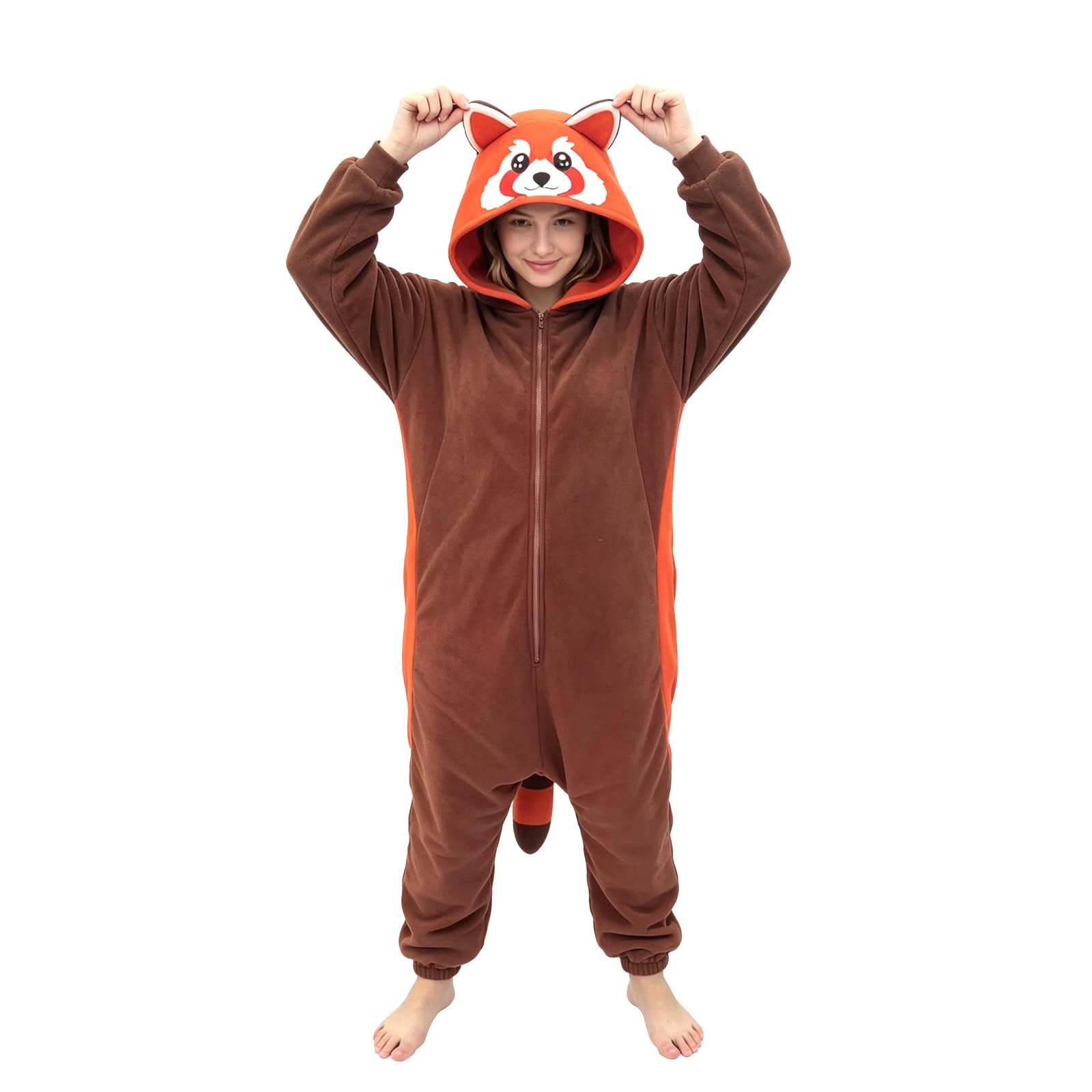YUTCOTC Red Panda Onesie Pajamas Animal Red Panda Cosplay Costume Homewear Sleepwear for Women and Men