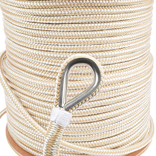 image for NovelBee 1/2 Inch X 600 Feet Double Braid Nylon Anchor Line with Stain