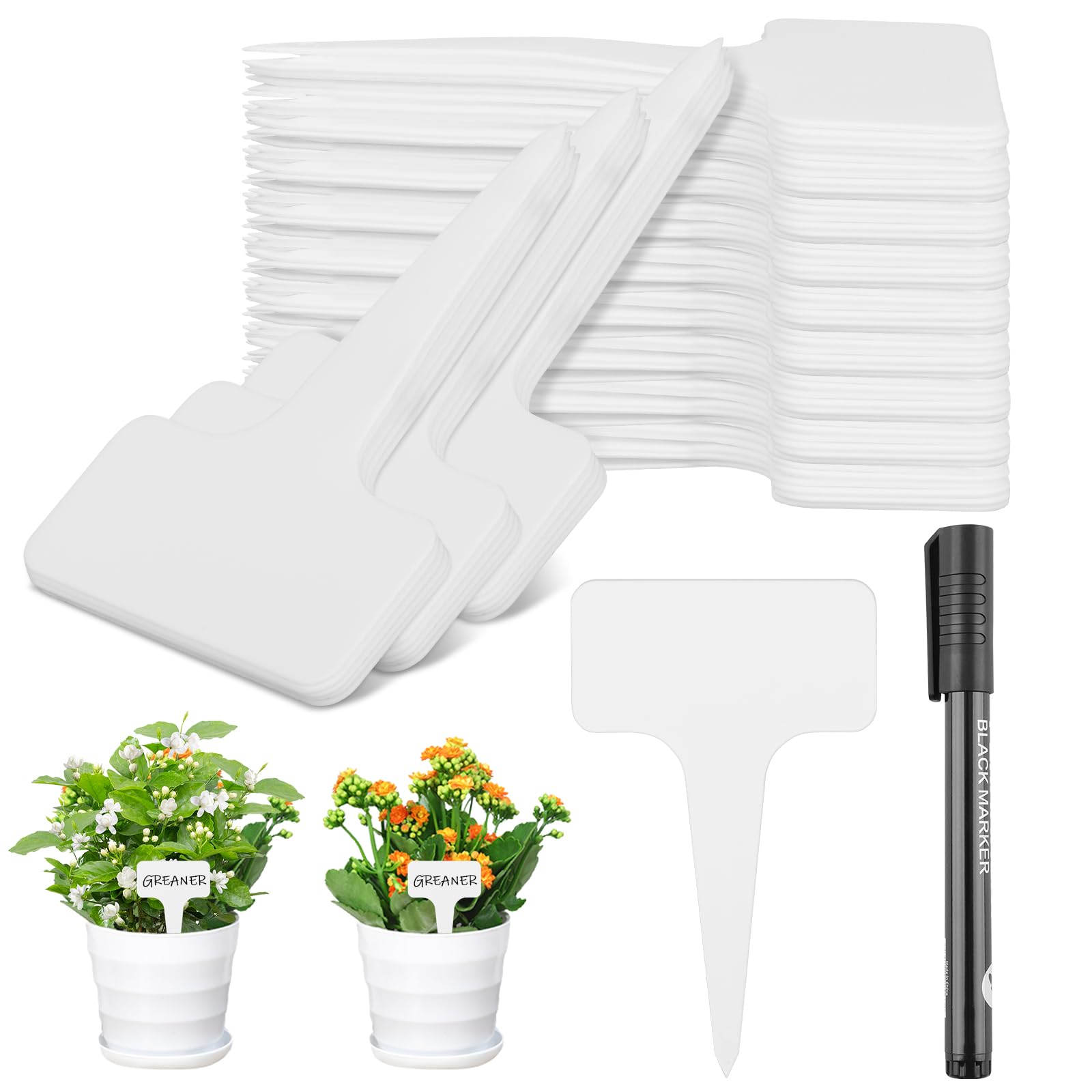 Greaner Etichette in plastica per piante, 300 pezzi, per piante da esterno, impermeabili, paletti di identificazione delle piante per piante da interno ed esterno, etichette per giardinaggio (bianco,