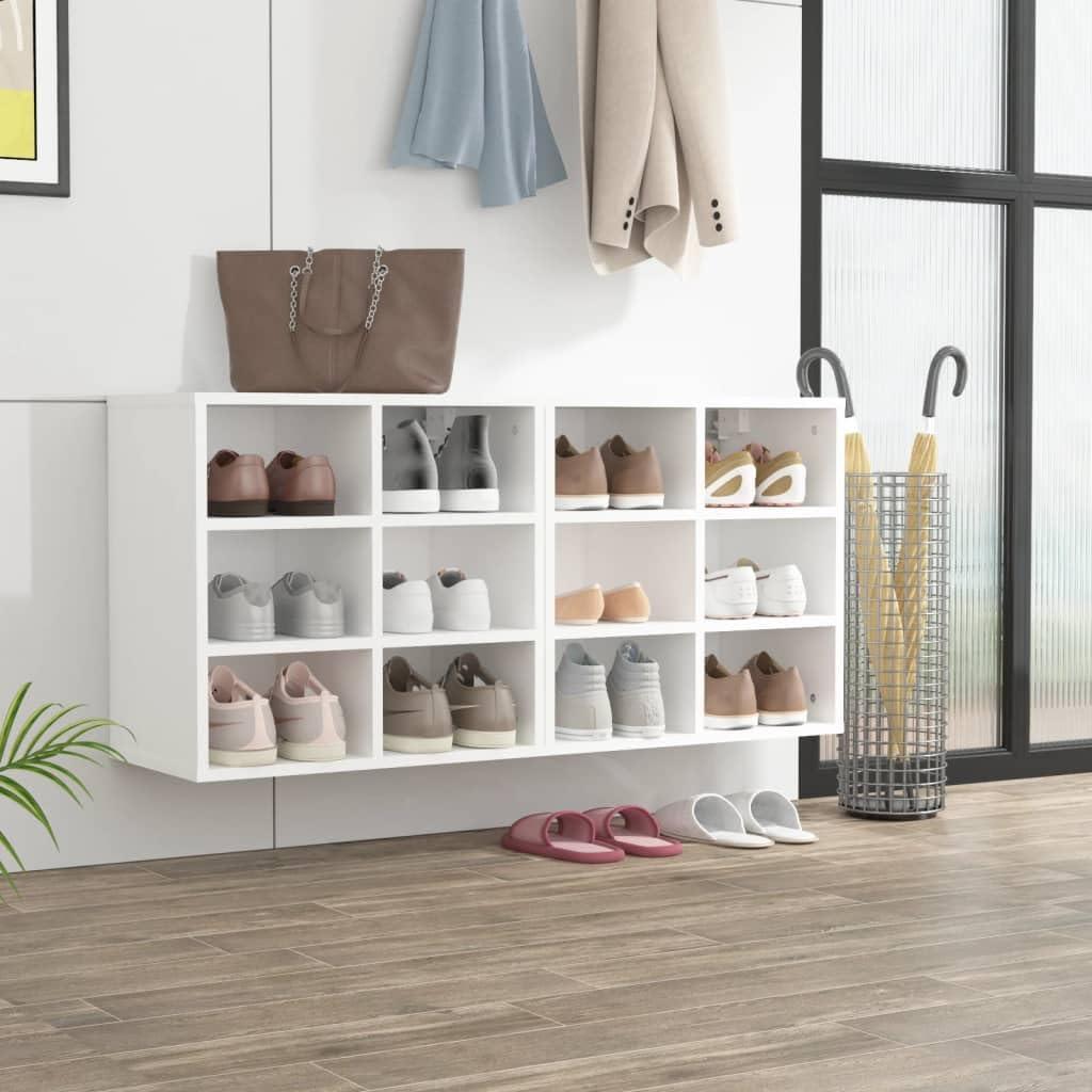 Set di 2 scarpiere da parete, 52,5 x 30 x 50 cm, colore: bianco