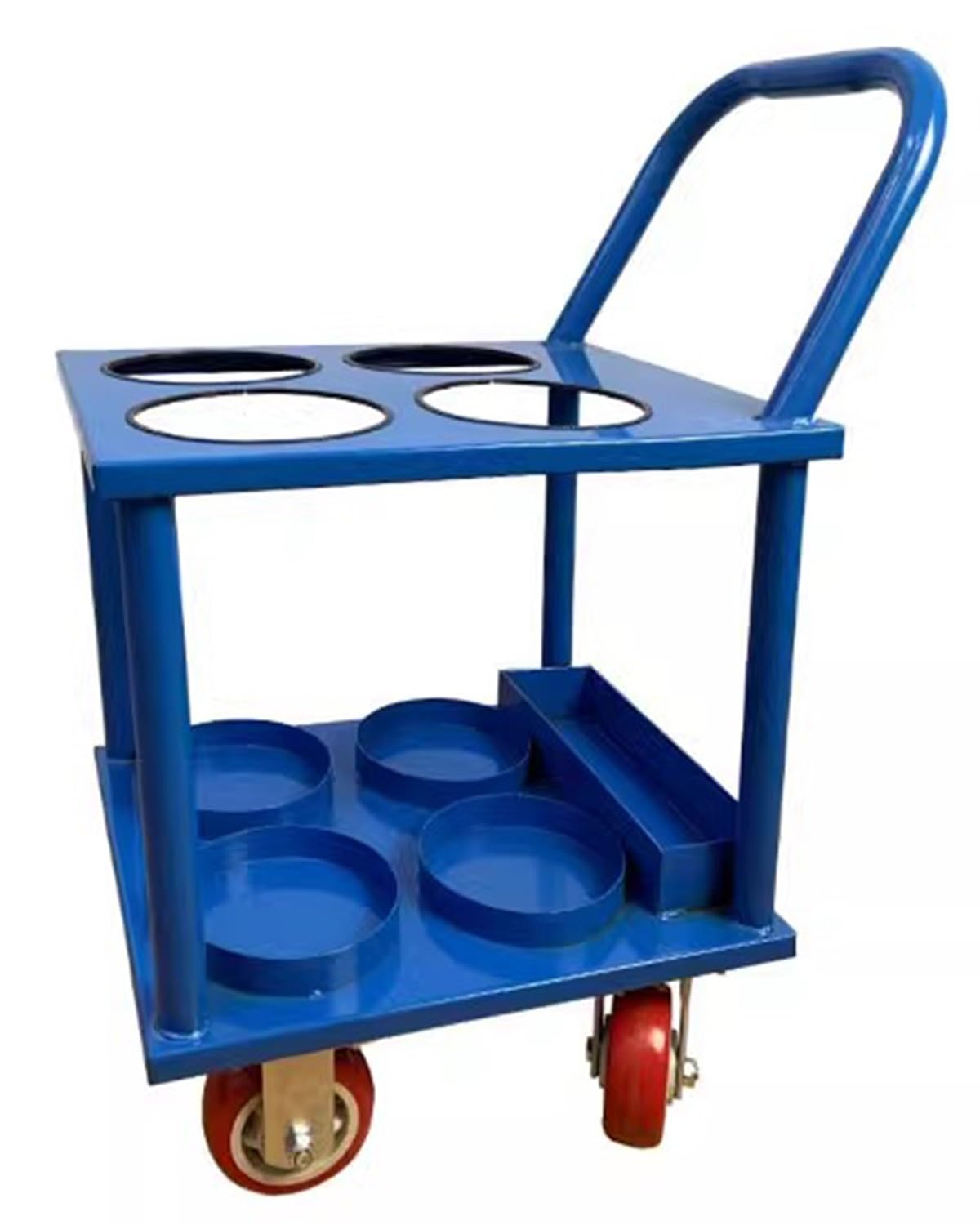 ENHEN Oxygen Tank Holder Professional Gas Tank Holder with Handle, 4 Wheels Rolling Sturdy CO2 Bottle Organizer, Domestic Nursing Garage Clinics Oxygen Cylinder Cart(Blue)