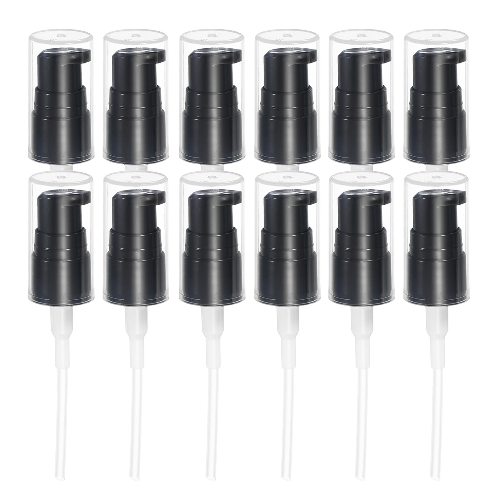 Flacon pompe 18/410 en plastique noir pour lotion et huile essentielle, lot de 12