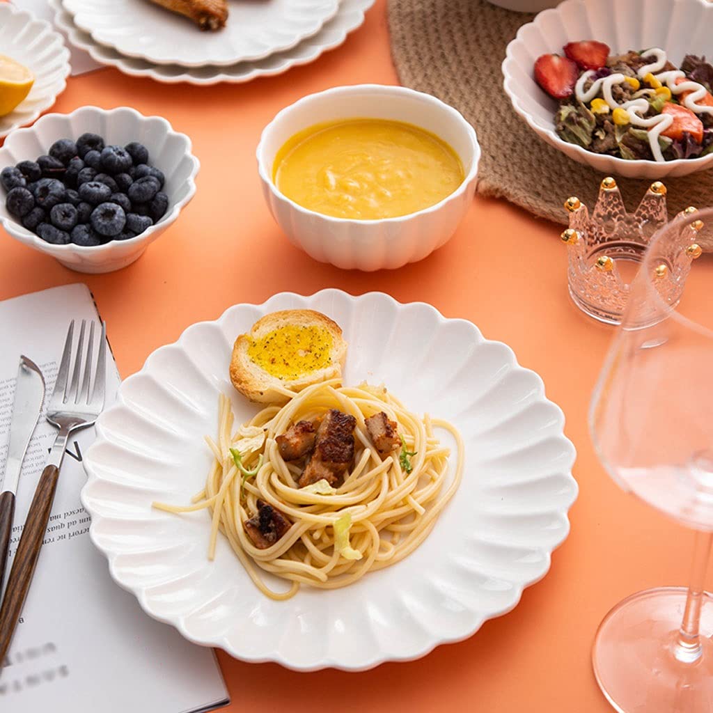 Bellissimo Set di stoviglie in crisantemo in Ceramica da 8 Pollici per Insalata, Pasta, Dessert e Piatti da antipasto. Piatti Adatti al Mic