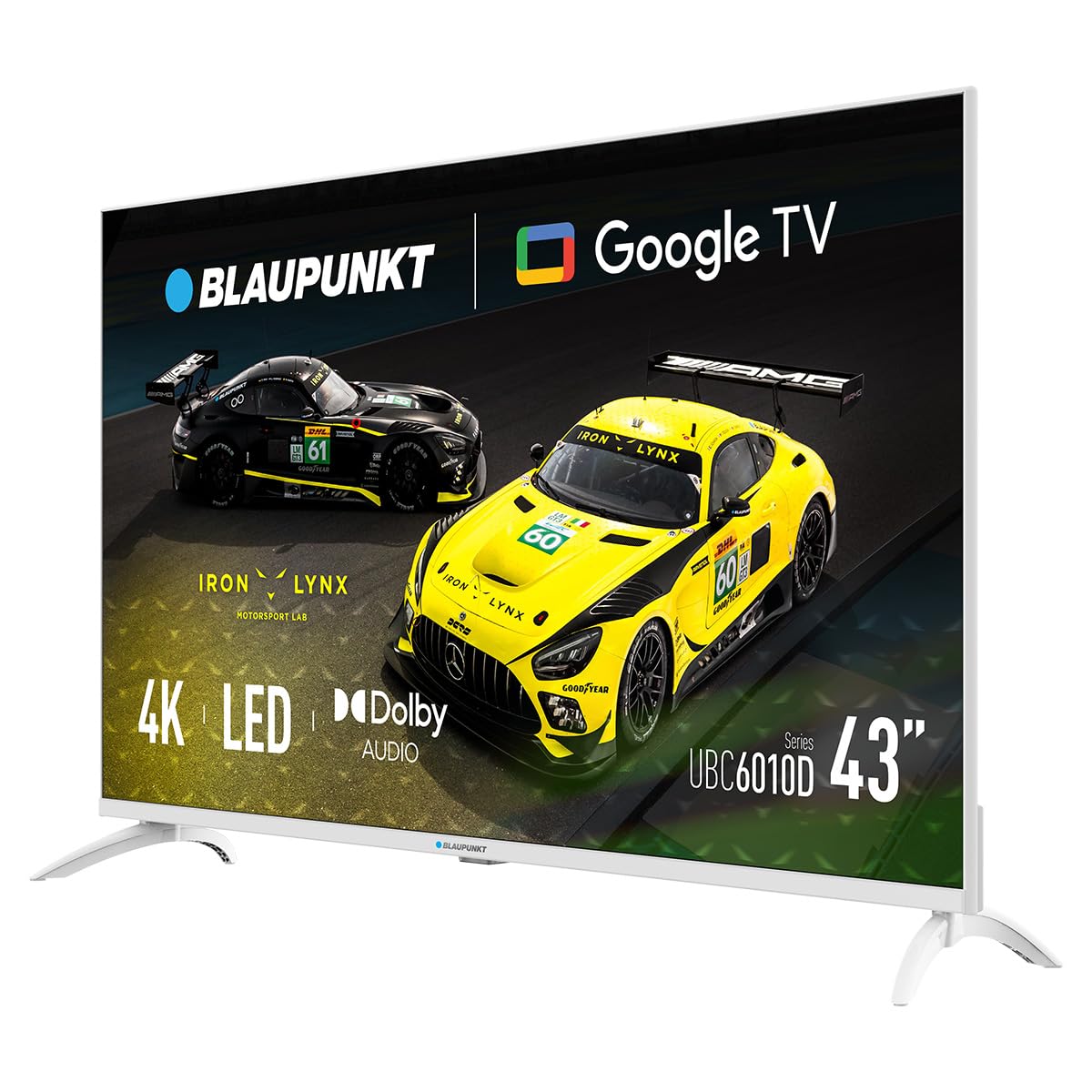 Blaupunkt Smart TV 4K 43UBG6010S, 108 cm (43 Pulgadas), LED LCD, Google TV, Bluetooth y Wi-Fi, HDR, Dolby Atmos, Color Blanco | Dolby Audio, HDR, MEMC, Wi-Fi Dual Band y Bluetooth 5.0, Blanco