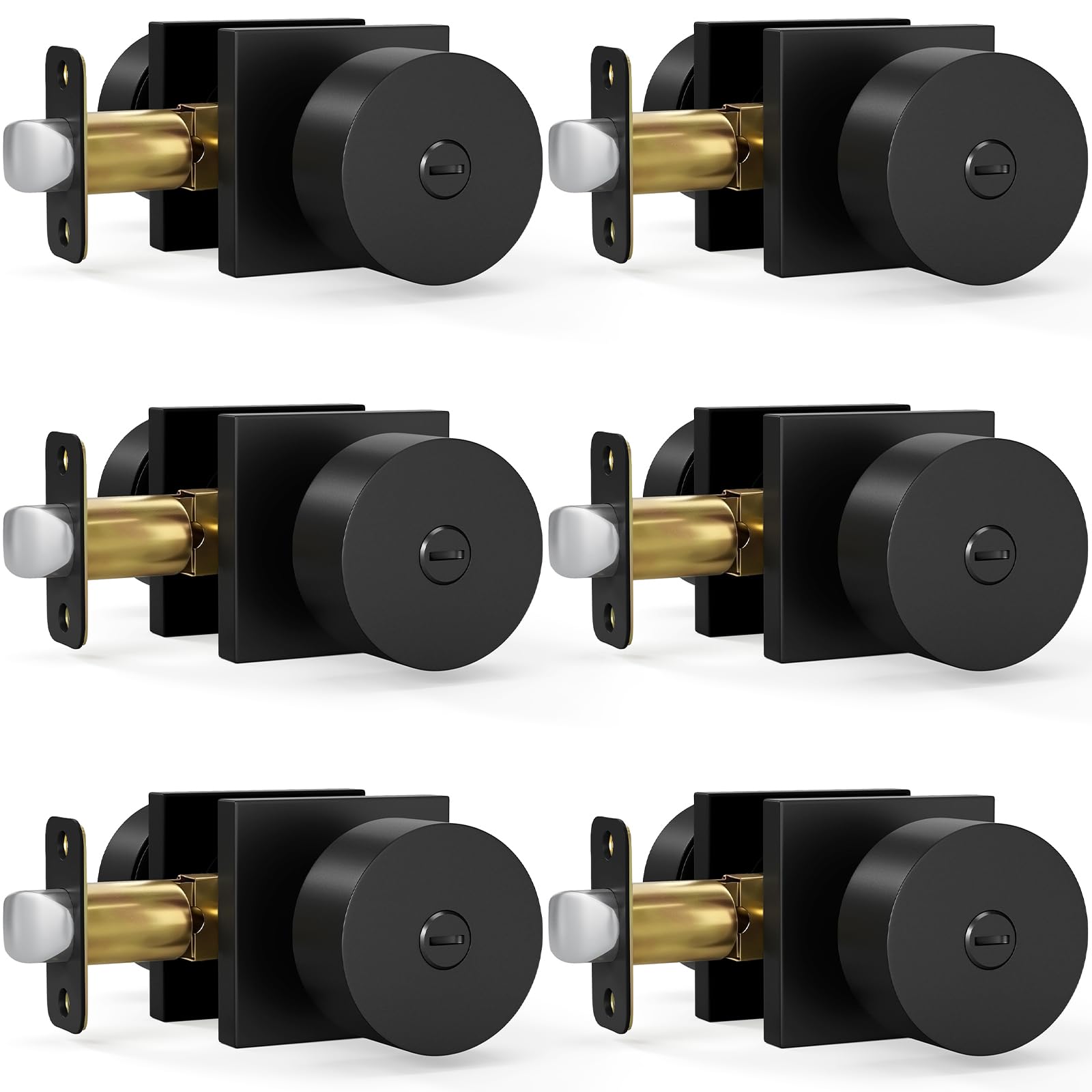 HOSOM Matte Black Door Knobs with Lock & Key -18