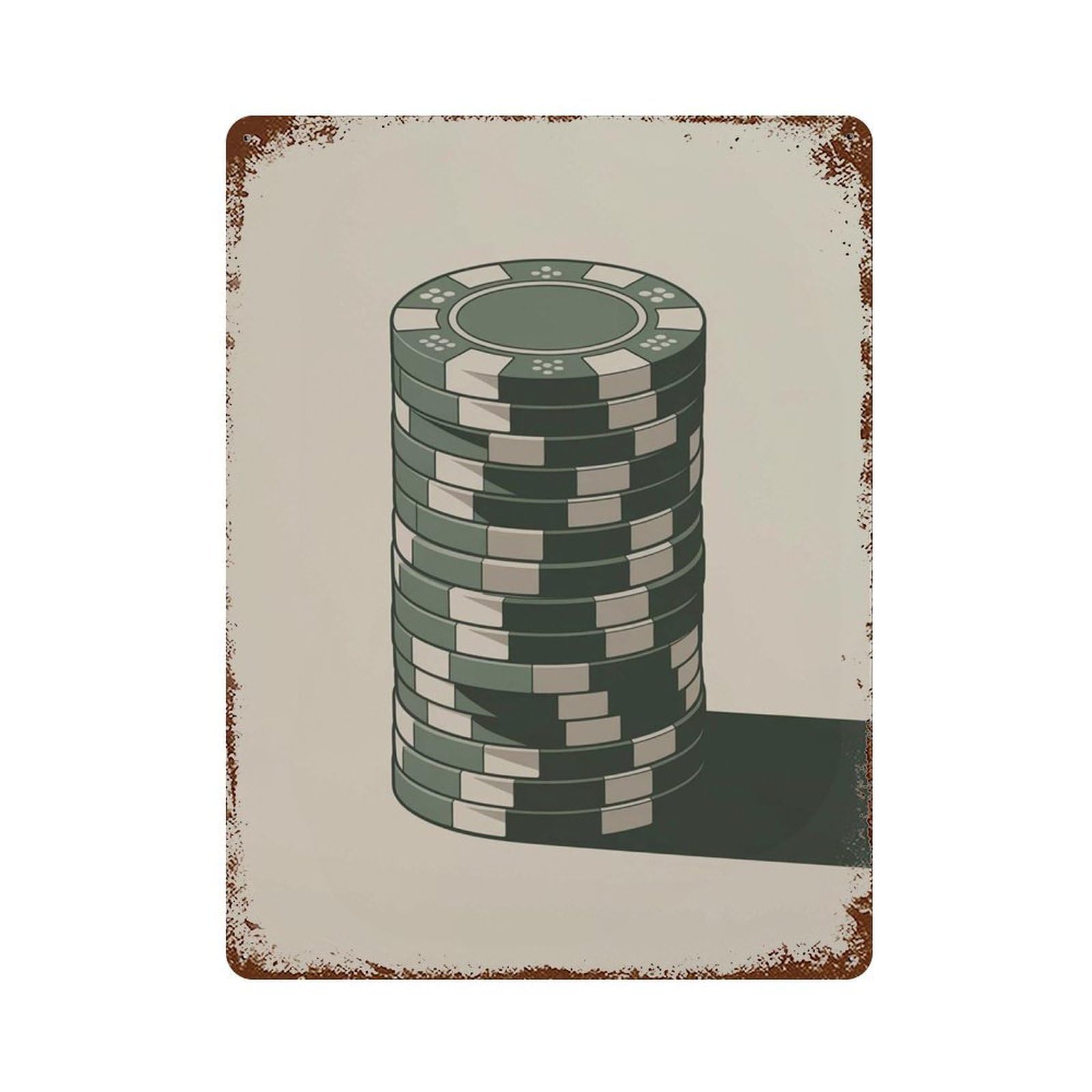 xiaoxiaoshen Poker Chips Casino Minimalist Gambling Retro Mid Century Modern Card Game Work Wall Decor Art Metal Tin Poster Modern Home Decor Art Home Bar Shop Decorations Vintage Sign 40x30cm
