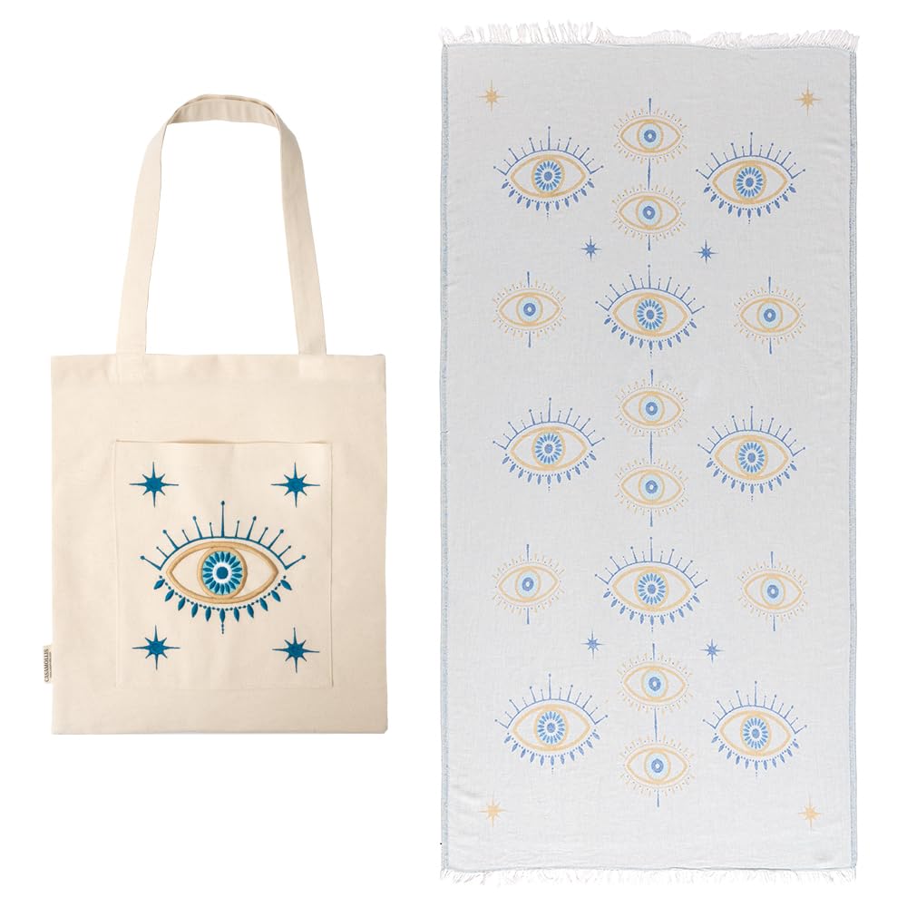 Casamollis Turkish Beach Towel - Sand Free - 100% Organic Turkish Cotton Yarn - Quick Dry Towel for Beach, Picnic, Blanket or Bath Towel - As Seen on