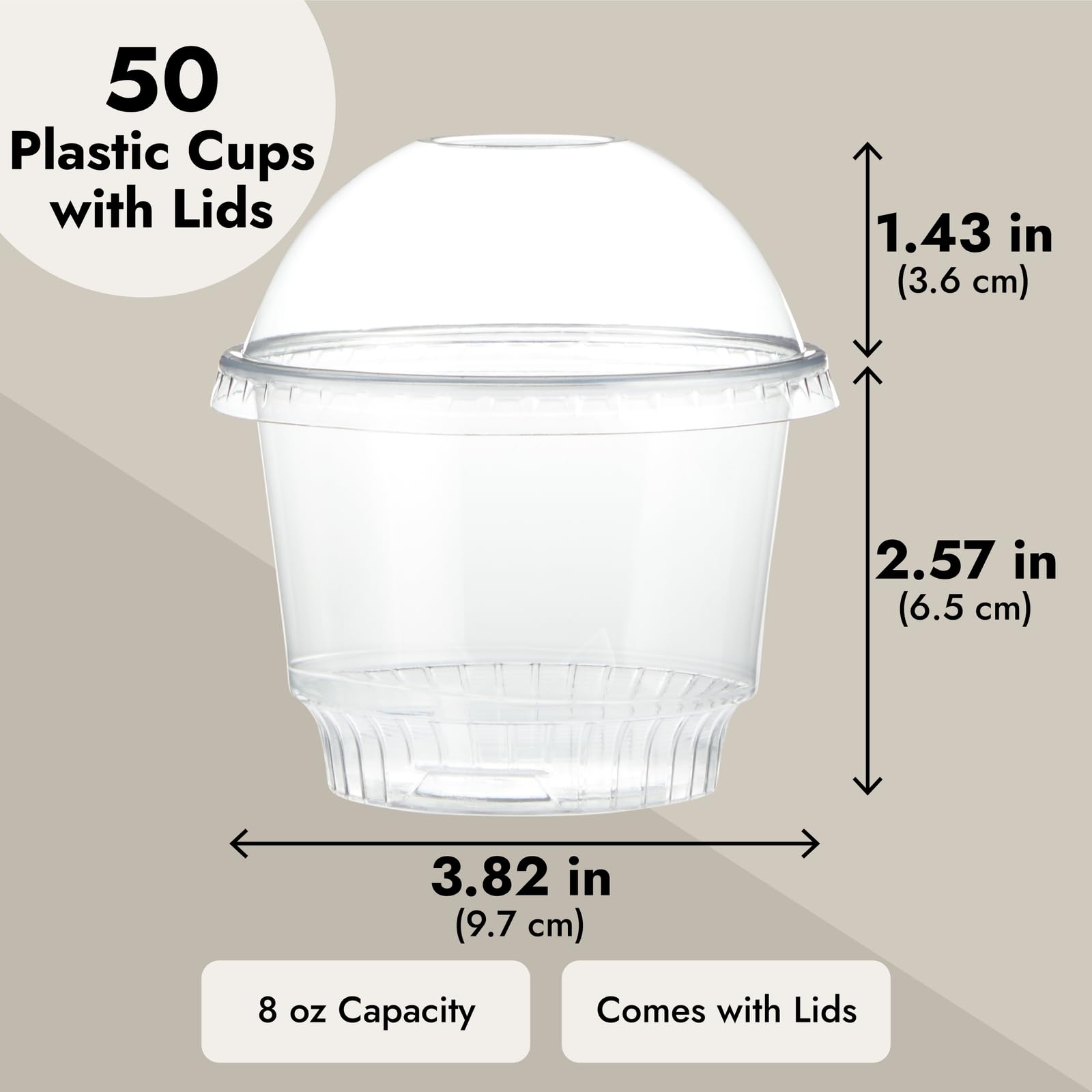 Vasos de helado de plástico transparente con tapas (10 onzas, 50 unidades)