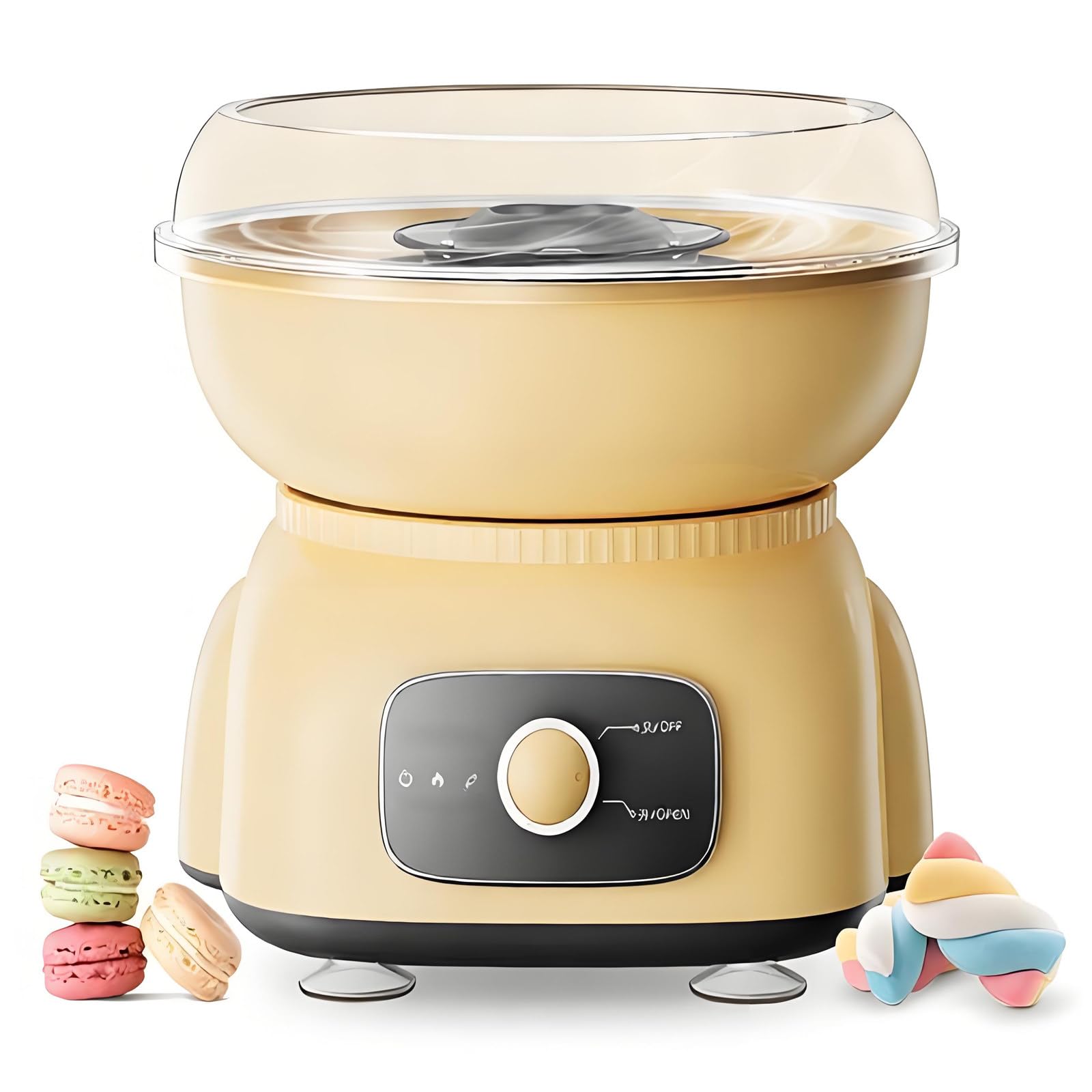 500-W-Elektro-Zuckerwattemaschine Für Kinder, Zuckerwatte-Maschine Zum Selbermachen Mit Großer, Abnehmbarer, Spritzwassergeschützter Auffangschale Für Geburtstagsfeiern, Zu Hause Yellow