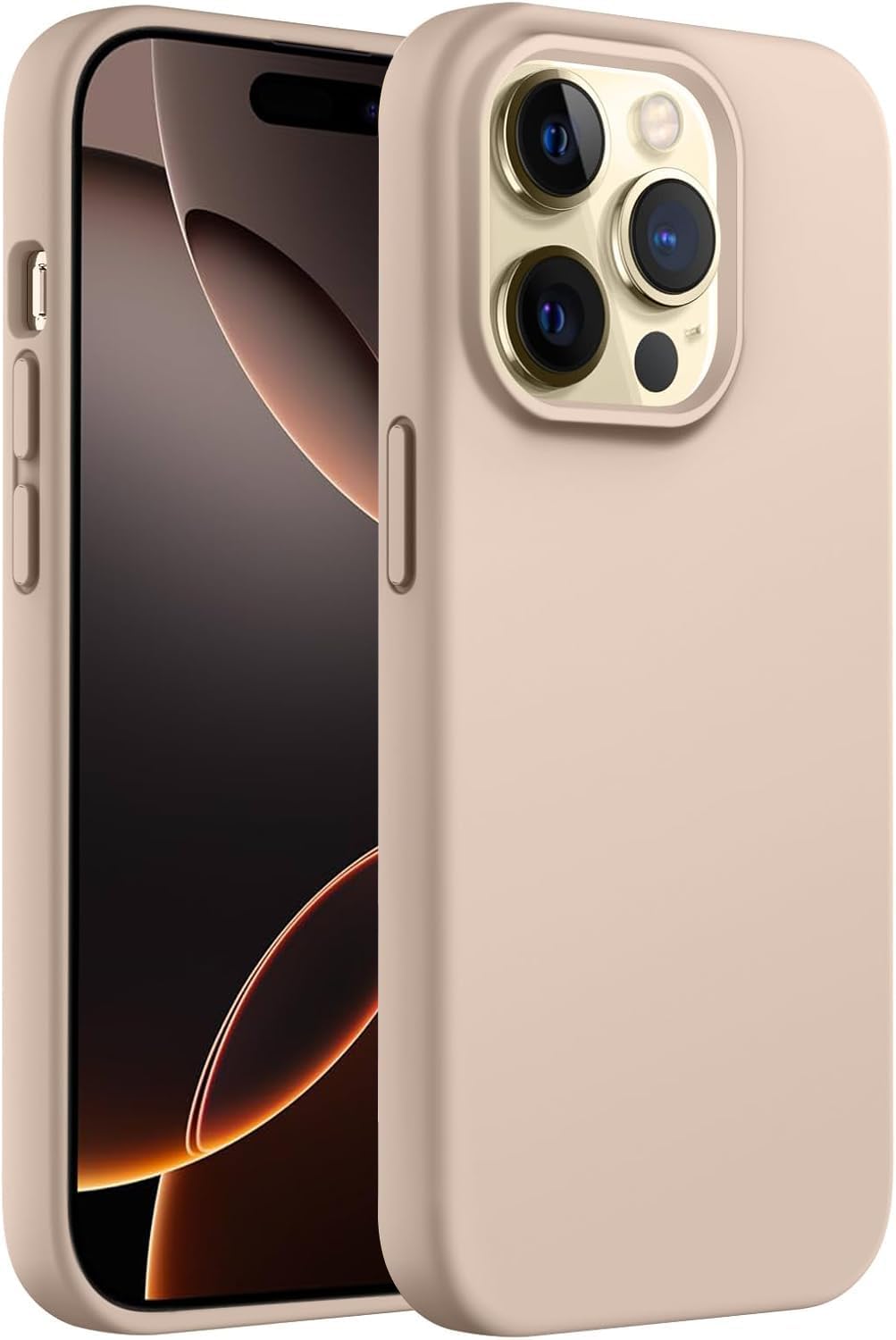 DIZORO® Compatible with iPhone 14 PRO Case, Liquid Silicone Case, Full Body Protective Cover, Shockproof, Slim Phone Case, Anti-Scratch Soft Microfiber Lining, 6.1 inch - Desert-image-25