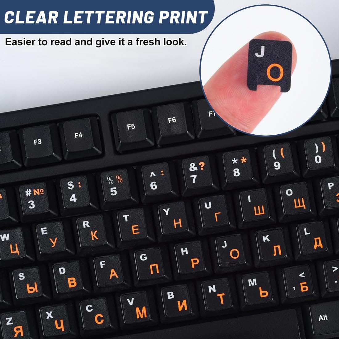 JEYORZY 6 Pegatinas Rusas para Teclado,Pegatinas Teclado Rusas,Russian Keyboard Stickers,Adecuadas para Cualquier Teclado Estándar,Teclado Portátil