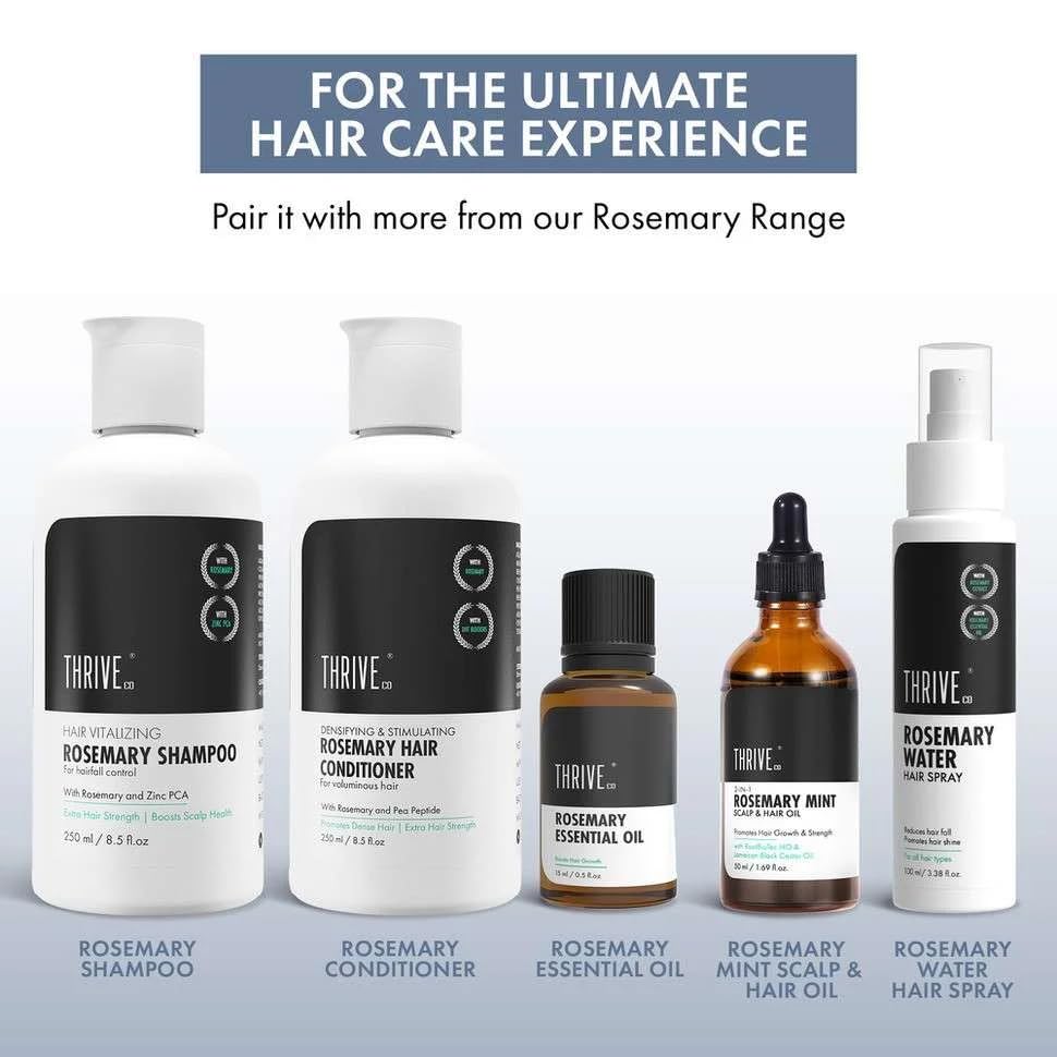 Image of ThriveCo Rosemary Hair Care Combo | Shampoo 250ml, Conditioner 250ml & Hair Water Spray 100ml | Hair Fall Control & Growth Support