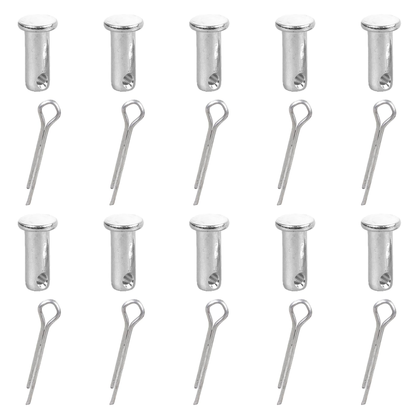 10Pcs Single Hole Clevis Pin Fasteners Flat Heads Cylindrical Pin Replacement Stainless Steel Link Hinge Pins Enduring for Trailer