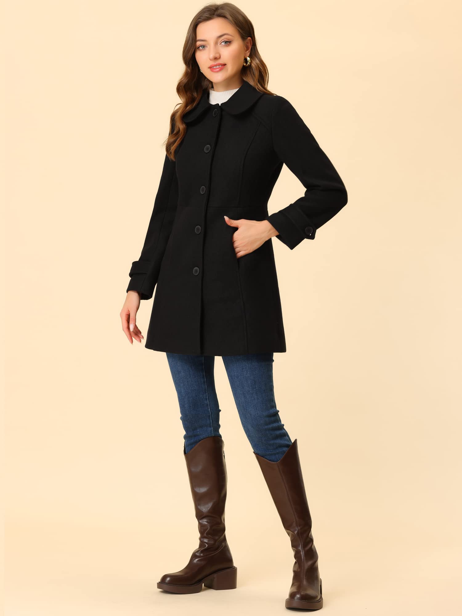 Allegra K Damen Ux Us G21041000ux0008 Langer Mantel Ux Us G21041000ux0008 Langer Mantel