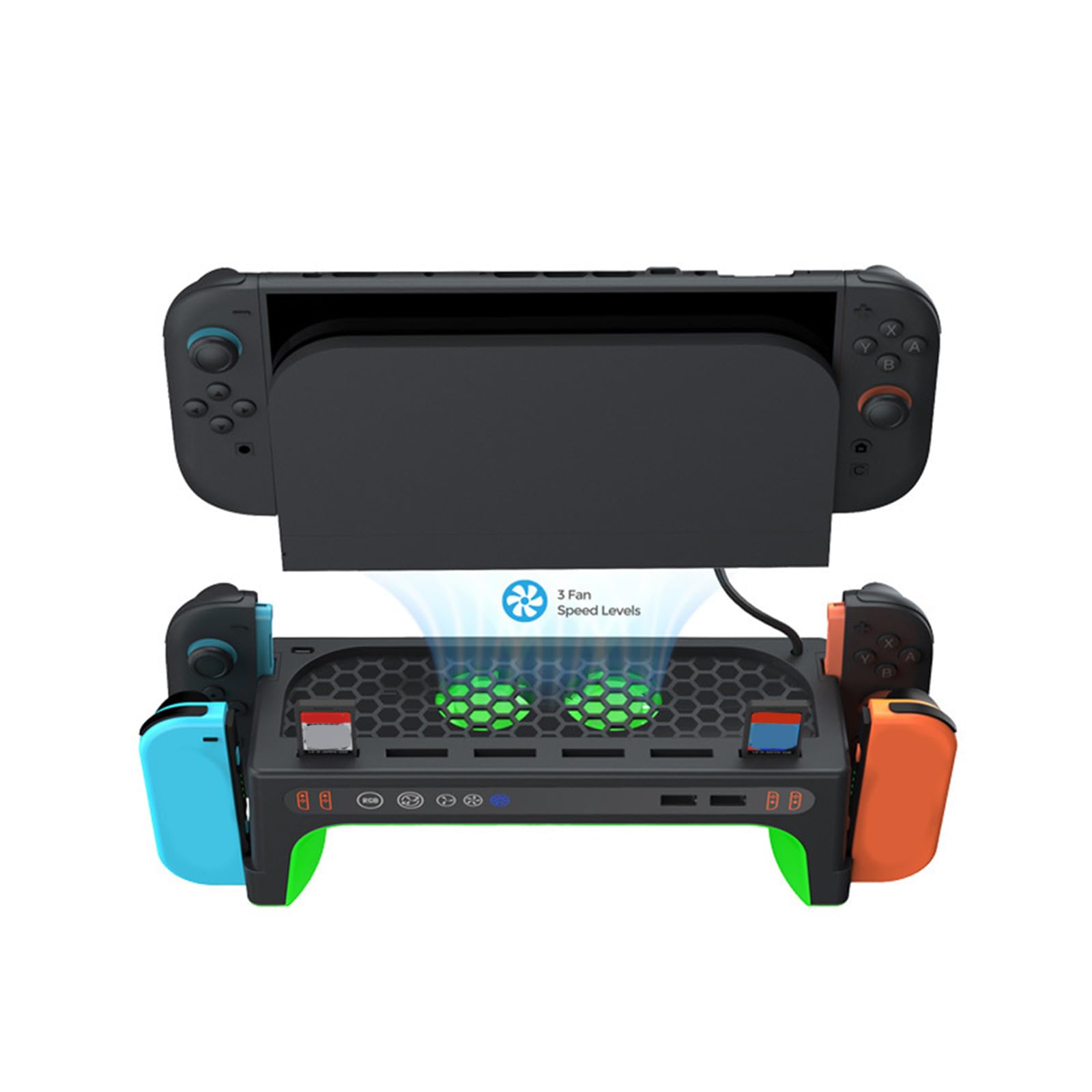 Supporto ricarica per controller gioco desktop con illuminazione colorata e potente ventola raffreddamento migliore esperienza gioco Supporto ricarica rapida