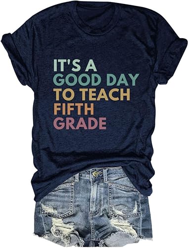 Miniatura 4 de Camiseta con texto en inglés "It's A Good Day to Teach Fifth Grad" para mujer, camiseta de agradecimiento para profesores, camisa de regalo para