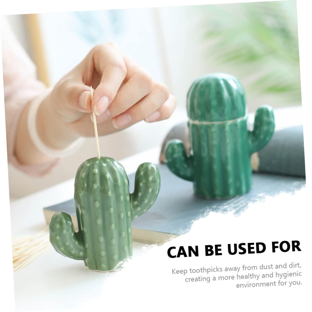 Mikinona 1pc Cactus Toothpick Box Decor for Table Botanical Decor Toothpick Container Home Toothpick Jar Cactus Salt and Pepper Shakers Toothpick Bucket Make up Travel Ceramics