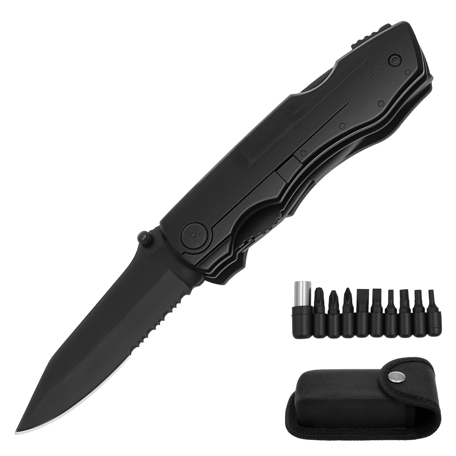 Aluminum Alloy Multitool Pocket Knife Practical Folding Multi Tool Foldable Versatile Utility Plier Set for Outdoor Black — view 8