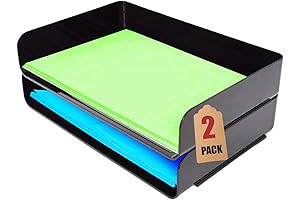 1inTheOffice Stackable Paper Tray, Legal Size Plastic Desk Tray Organizer, Side Load...
