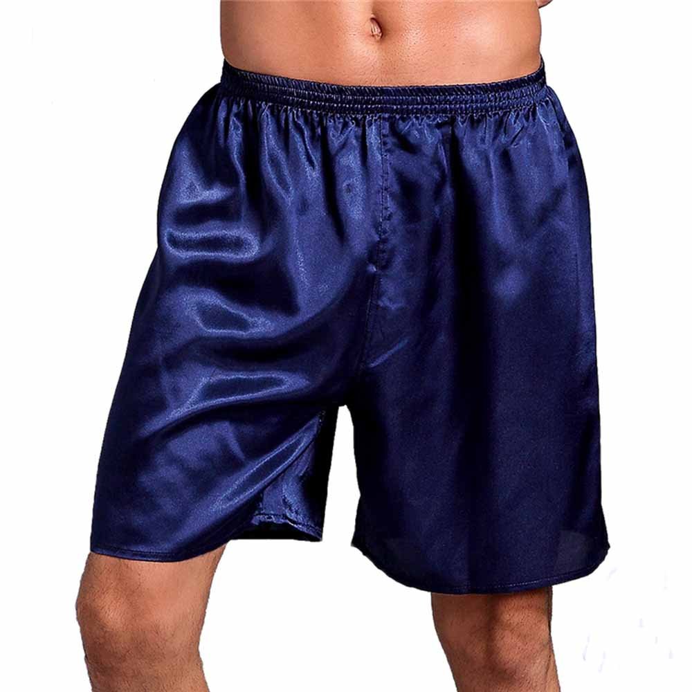Men's Pure Color Classic Silk Satin Underwear Boxer Shorts