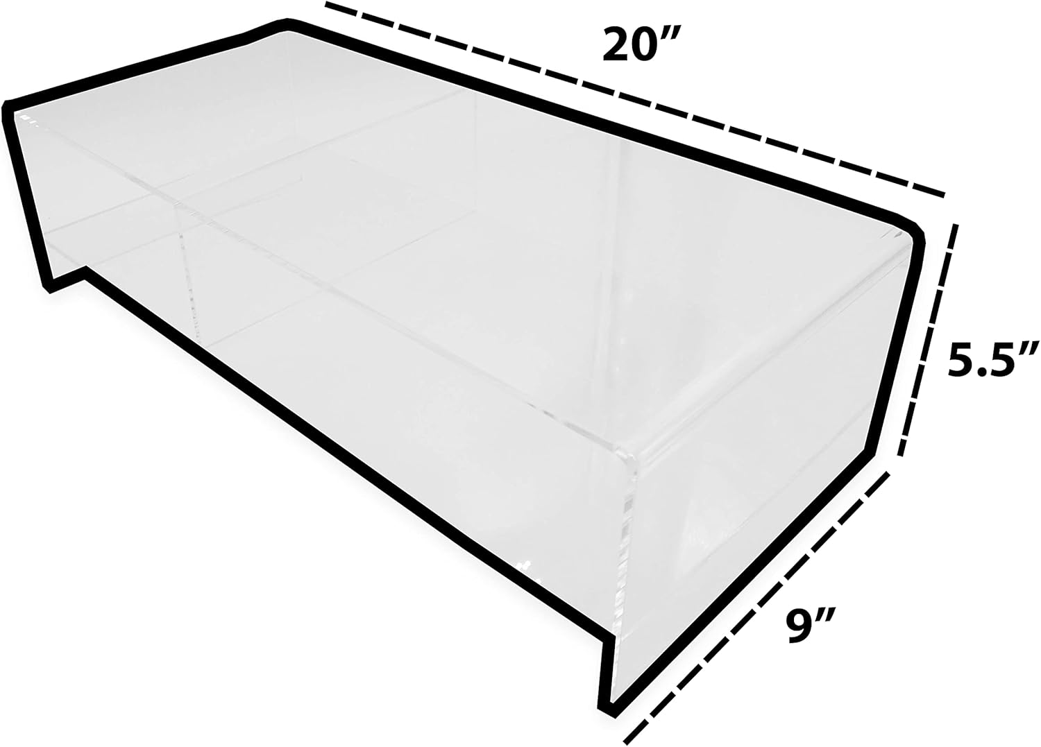 Company Clear 5mm Deluxe Acrylic Monitor Stand for Computers, Monitors, Laptops, Tablets, Office Use, Home Use, Desks, Tabletop, Standing Desk, Counter