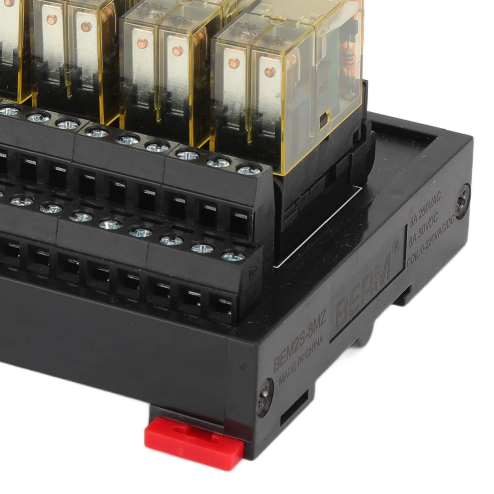 Ejoyous Płyta Sterująca Modułu Przekaźnikowego, ABS Płyta Sterująca Przekaźnikiem PLC 8 Kanałów 2 NO 2 NC Montaż na Szynie DIN 8A DC 30 V AC 250 V do Szaf PLC Tokarki CNC Urządzenia Przemysłowe