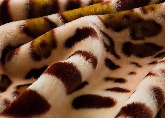 LGYKUMEG Warm Blankets for Winter 525 GSM Mink Blanket -Soft and Warm 2 Ply Reversible Bed Blanket for Autumn Winter,Leopard,150x200cm2.5kg