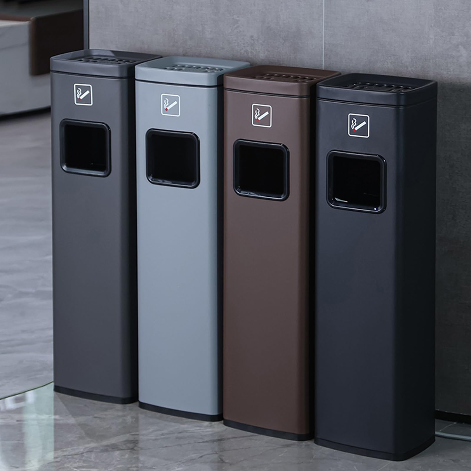 Posacenere Compatto in Acciaio Inossidabile per Hotel e Case - Raccoglitore di Mozziconi di Sigaretta Nero Resistente, Design Elegante per spazi Commerciali, Dimensioni ridotte per Un Facile