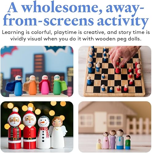 Miniatura 5 de Muñecas grandes de madera de 3-12 pulgadas, con forma de mamáángel, paquete de 25 muñecas de madera sin terminar de abedul para pintar