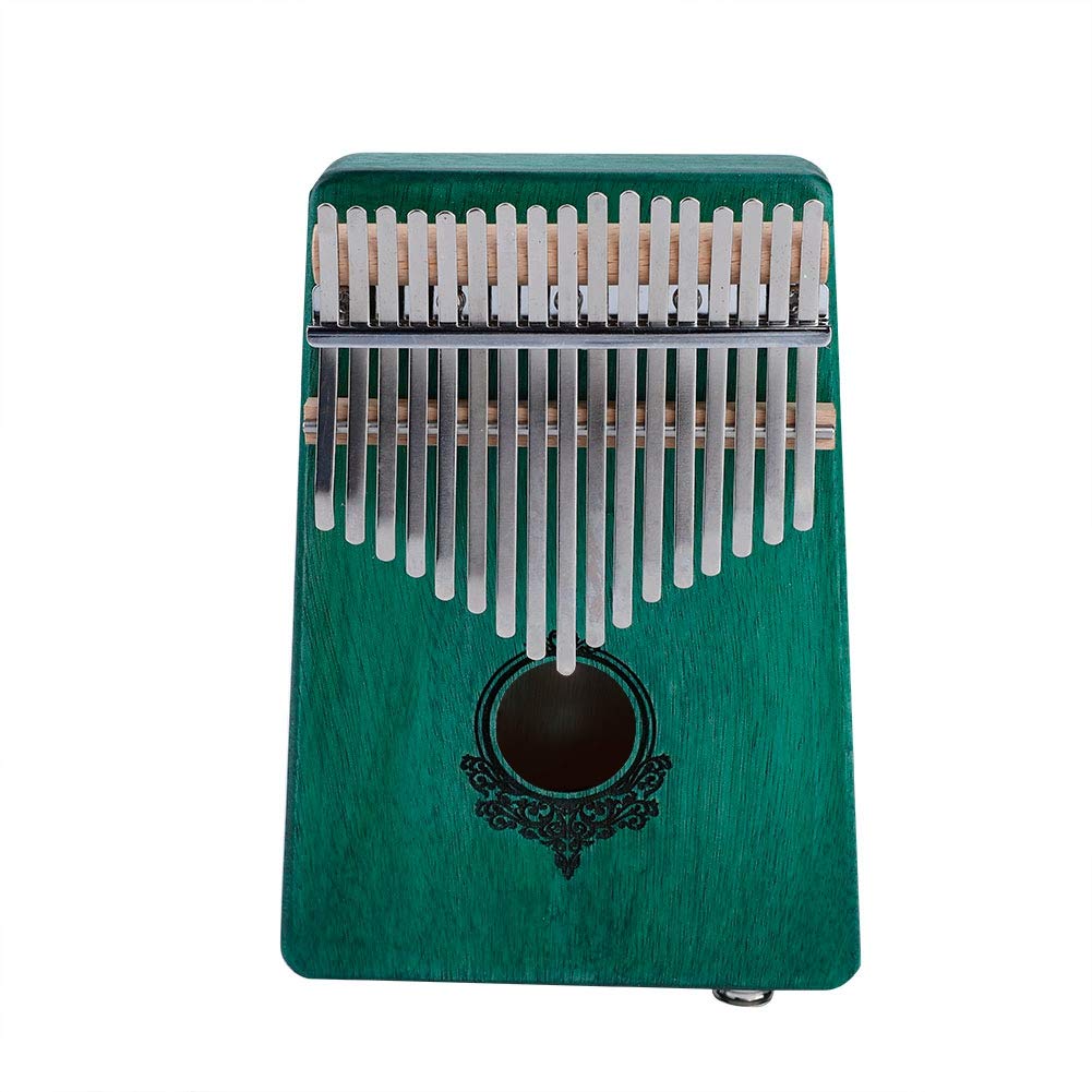 17-klawiszowa Kalimba (Pianino kciukowe) – Korpus z Mahoniu, z Wbudowanym Przetwornikiem i Młotkiem do strojenia; Przenośne Pianino Palcowe dla Początkujących (dorośli i dzieci) (Zielony)