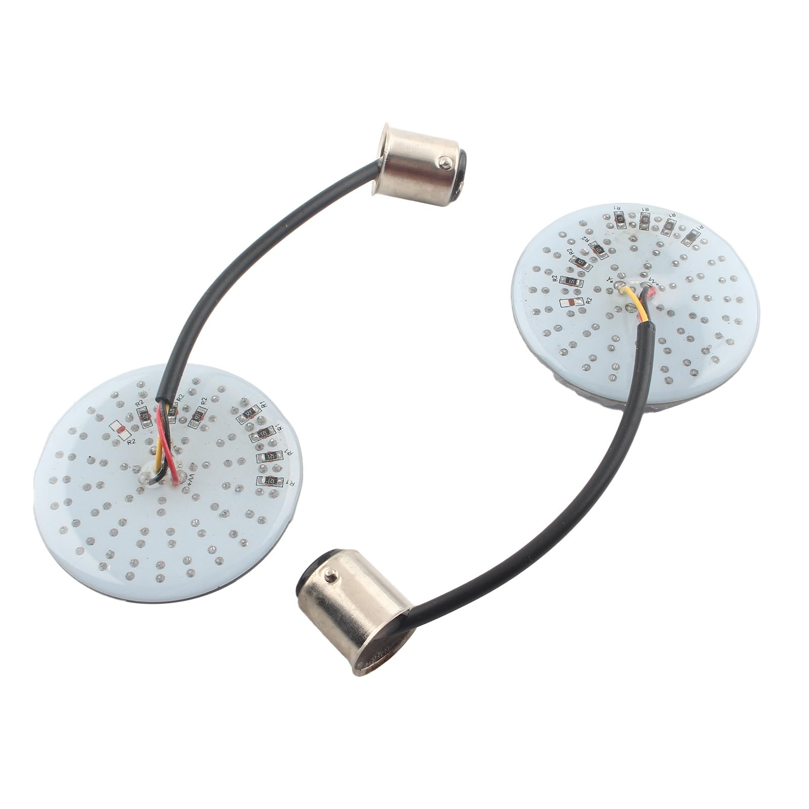 2 Zoll LED-Blinker 1157 Bullet, bernsteinfarbene Blinker, weiße Laufbirnen, kompatibel mit Harley Touring Dyna Softail Sportster Tri Glide