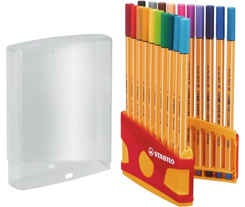 STABILO Fineliner point 88 - ColorParade - Pack of 20 Assorted Colors with Hanging Loop