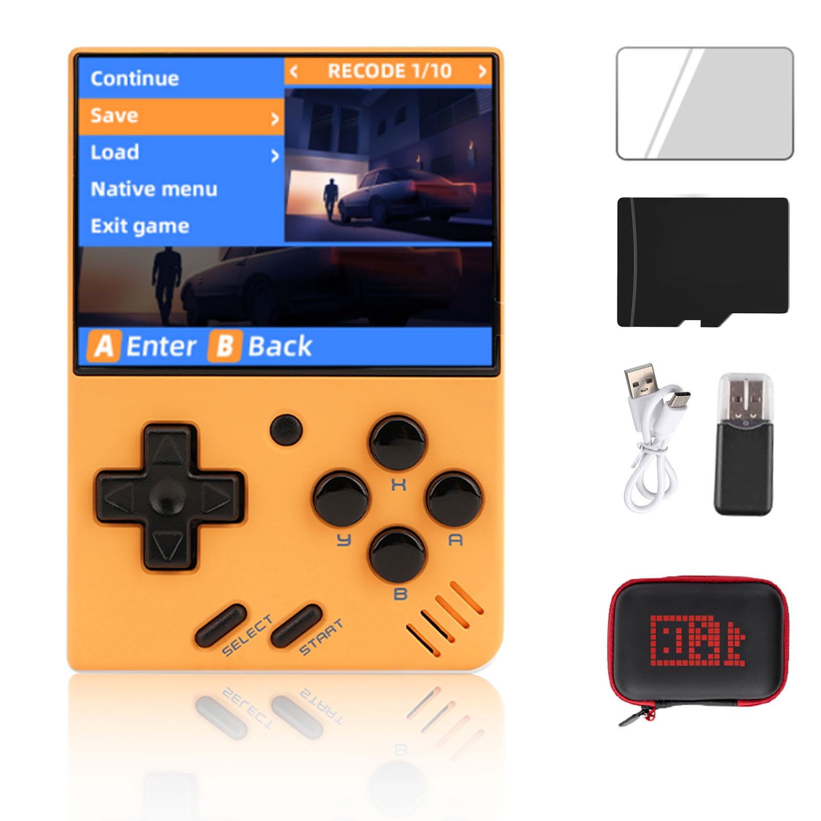Miyoo Mini Handheld Game Console,2.8 Inch IPS Classic System Retro Video Games Consoles,with 64G TF Card and Wireless Networt Handheld Console Casual Game Console(Yellow)
