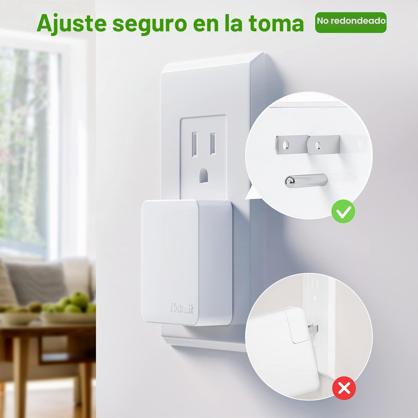 Nekmit Cargador de pared USB plano ultrafino de doble puerto con IC inteligente, color blanco
