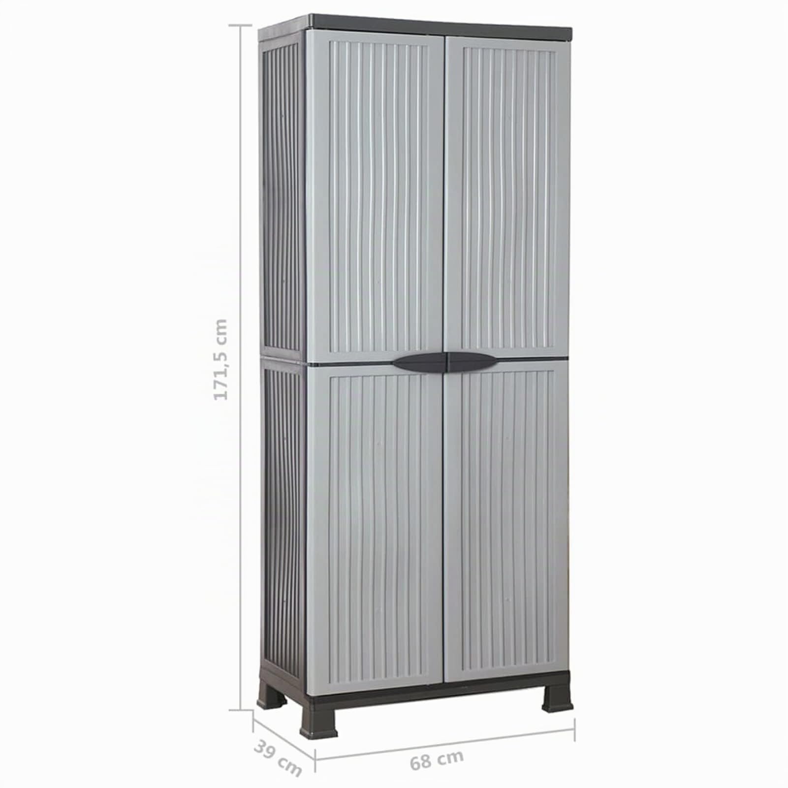 Mogou Armario de Plástico para Jardín y Terraza, Mueble Exterior de Almacenaje, Escobero, 68x39x171,5 cm
