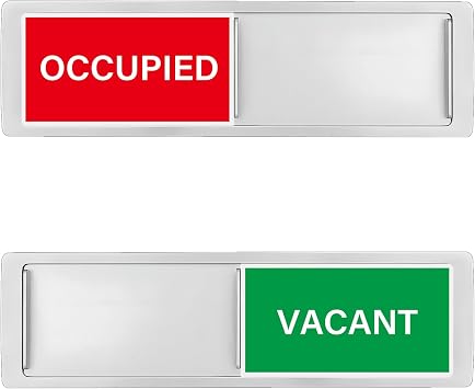 Vacant Occupied Sign, Privacy Signs for Home Office Restroom Conference Hotels Hospital, Slider Door Sign Indicate Whether the Room Vacant or Occupied, 7 x 2 - Silver