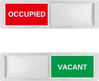 Vacant Occupied Sign, Privacy Signs for Home Office Restroom Conference Hotels Hospital, Slider Door Sign Indicate Whether the Room Vacant or Occupied, 7'' x 2'' - Silver
