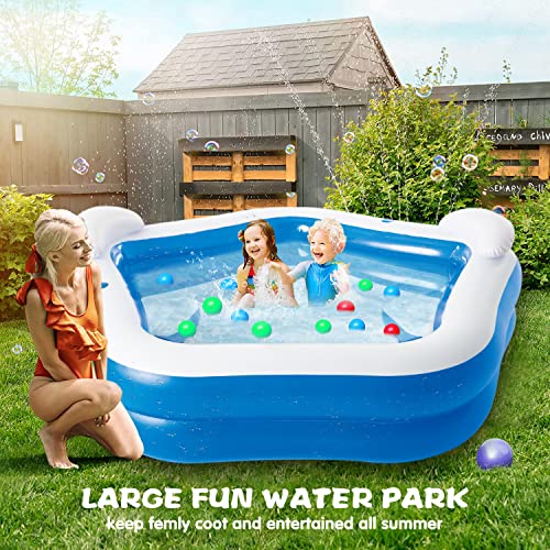 Raoccuy Family Inflatable Swimming Pool Above Ground- 39Inchx11.5Inchx39Inch（Inch Full-Sized Swim & Lounge For Kids And Adults, Outdoor Ground, Portable Pentagon With Slide., Blue #TOP4