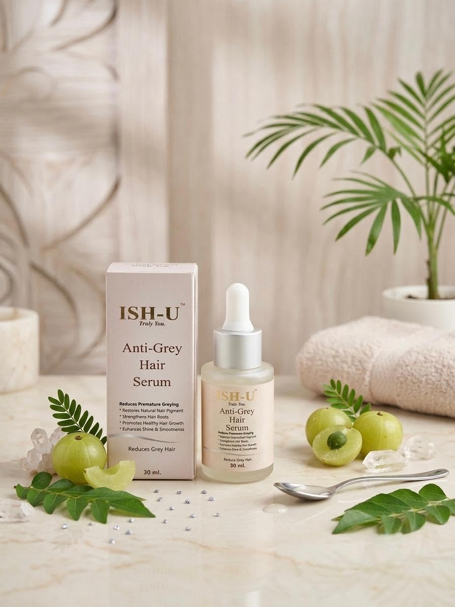 Anti-Grey Serum Unisex 30Ml | ISH-U Truly You Anti-Grey Hair Serum | Dye-Free Scalp Serum for Premature Greying Support Treatment for Men & Women-image-27