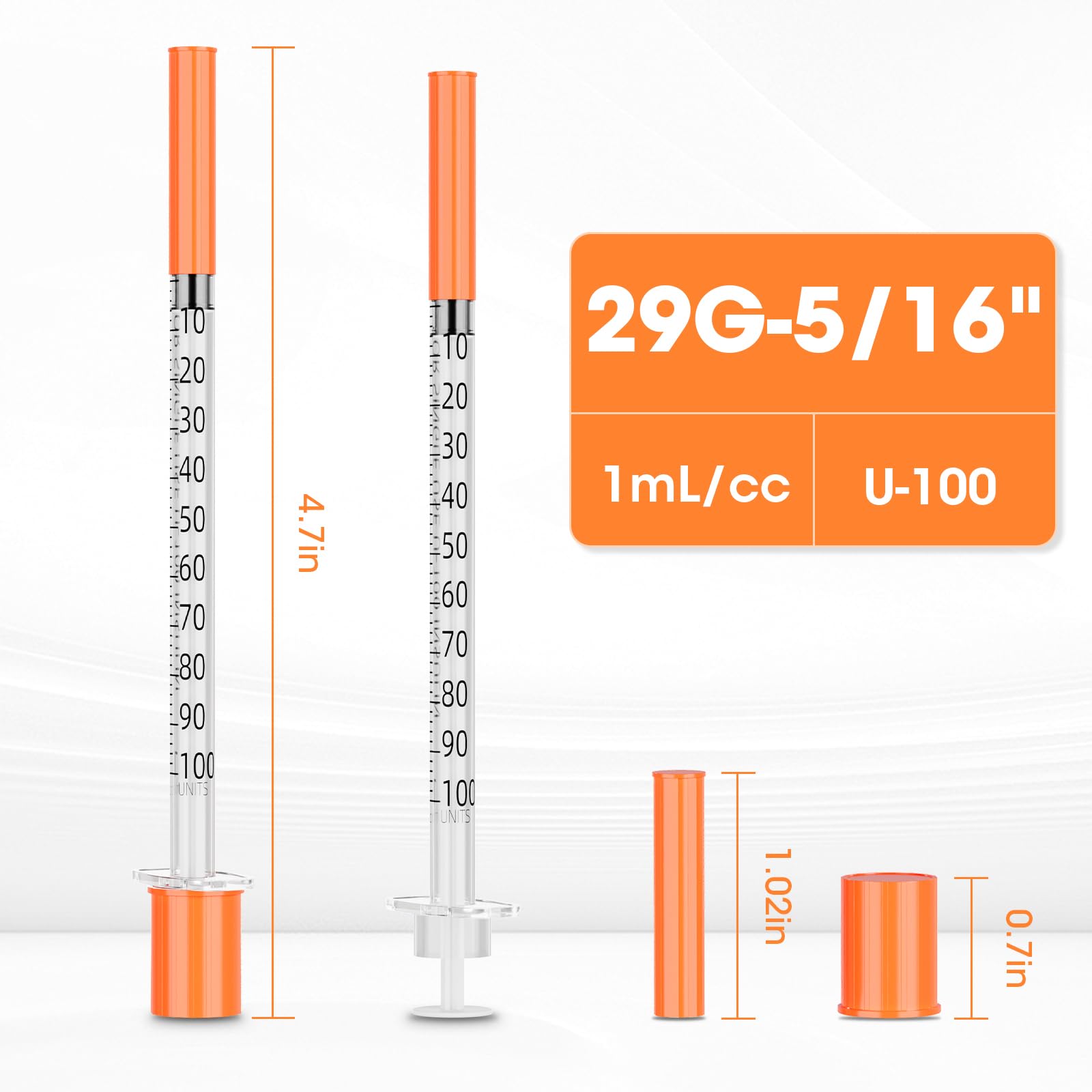 1ml/cc 29G 5/16" (8mm) Syringe, U-100 Disposable Syringes, Pack of 100 — Amazon image 2