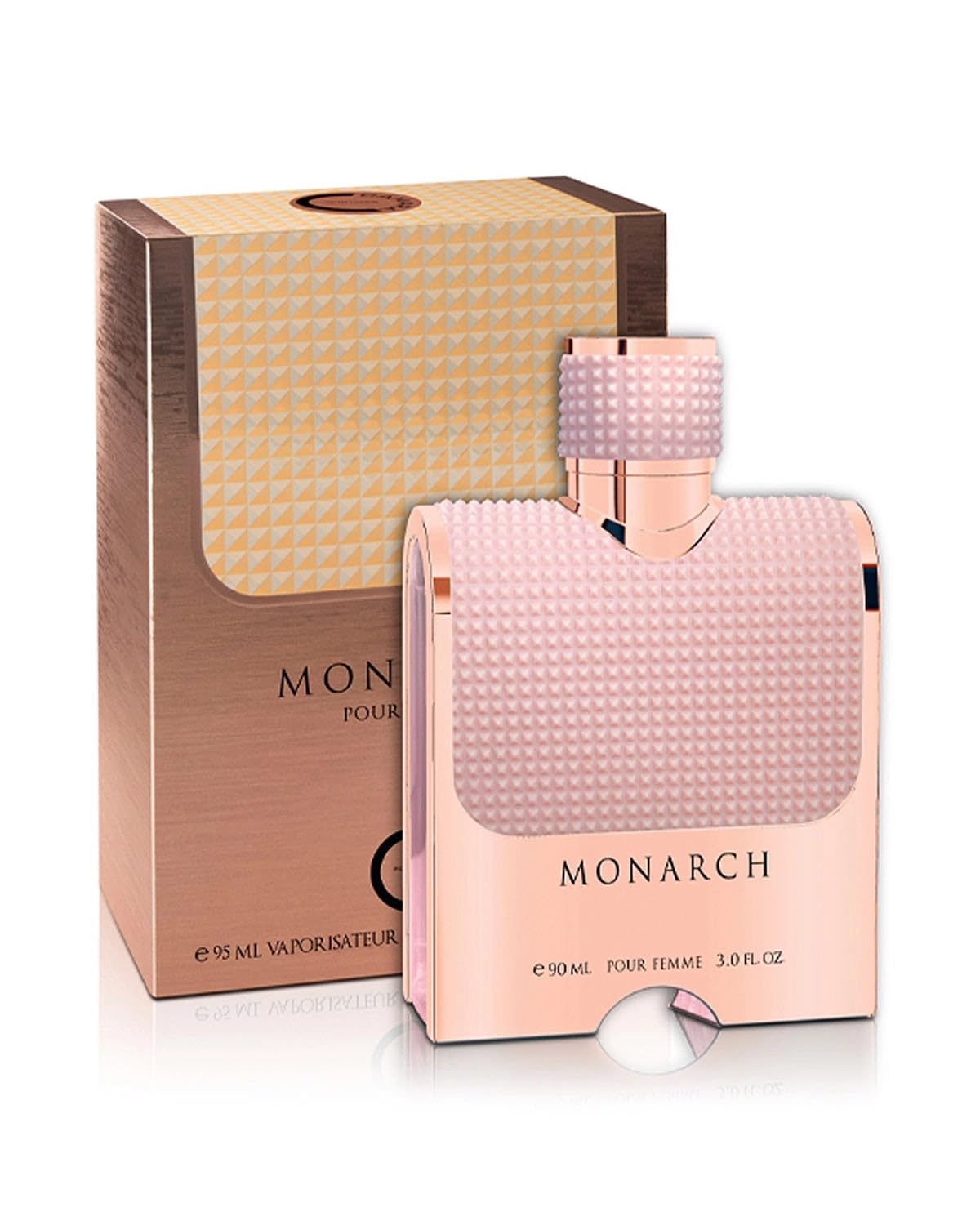 MONARCH Pour Femme Eau De Parfum, Rose Gold, Luxury Fragrance for Women, 90ml/3.0 FL OZ, Studded Glass Bottle