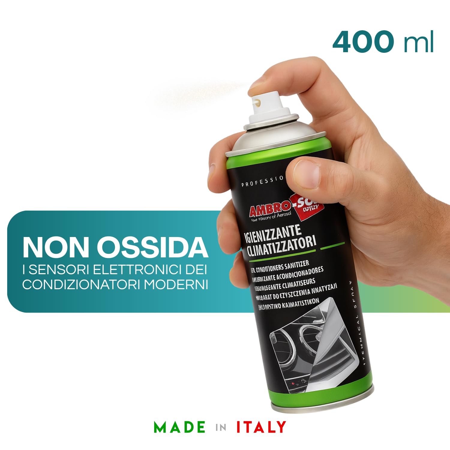 Bomboletta Igienizzante climatizzatori 400 ml Climatizzatore Igienizzante Virus, Batteri, Spray, Climatizzatore Auto, Battericida e Fungicida + Cannuccia di 60 cm (3)